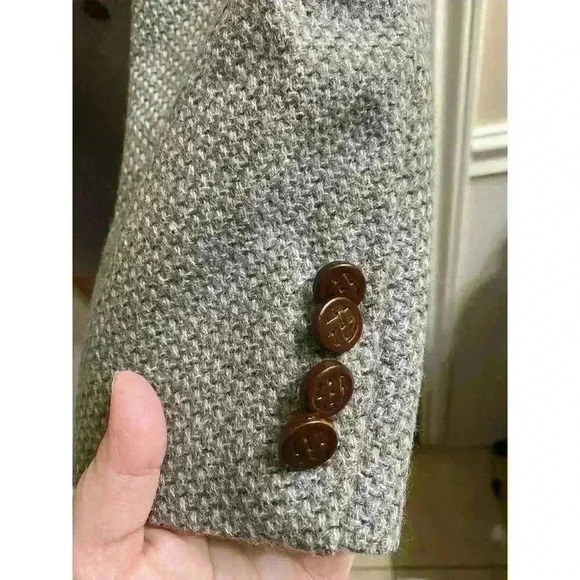 Donald Brooks Men's Herringbone Gray Virgin Wool Suit Blazer With Pockets - Picture 6 of 14